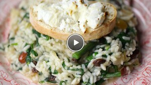 Risotto met studentenhaver en geitenkaas