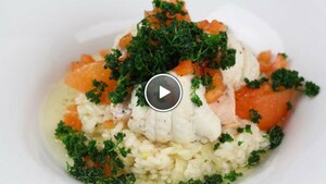 Gevulde tongschar met tomaat en venkelrisotto