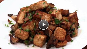 Tofu met bosui en shii-takes