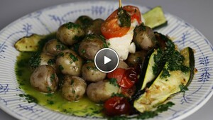 Kabeljauwtorentjes met basilicumolie
