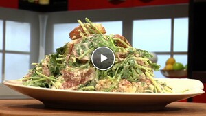 Salade van rosevalaardappel en raapstelen