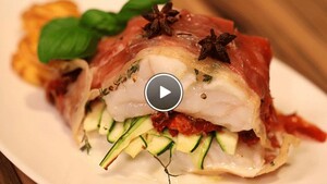 Zeewolfroulade met Pommes Duchesse