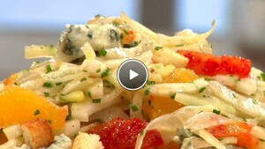 Venkelsalade met bloedsinaasappel en roquefort