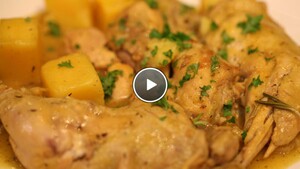 Spezzato di pollo con patate & Cavolfiore in pastella
