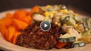 Duitse biefstuk met krieltjes salade