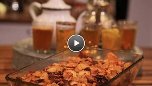Bread & butterpudding met dadels en oranjebloesemwater