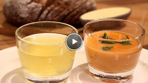 combinatie van twee soepen van tomaat