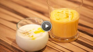 Ajo blanco met abrikozen & tomaat-wortelgazpacho
