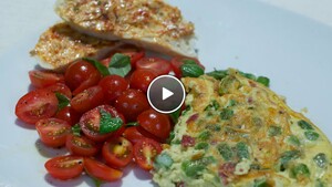 Frittata con asparagi (omelet met asperges) & Ciabatta burro al pomodoro (tomatenboter)