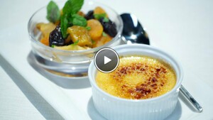 Crème brûlée van lavendel met tutti frutti van oma