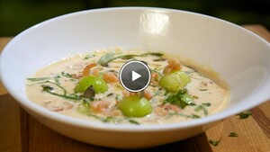Koude meloensoep met garnalen