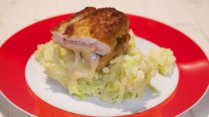 Zwitserse spitskoolstamppot met cordon bleu