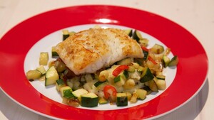 Gebakken kabeljauw met mosterd-aardappelpuree