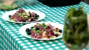 Bonensalade met Iberico ham