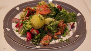 Frisse aardappel-zalmsalade