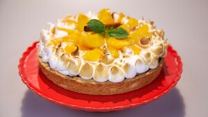 Perziken-brownietaart