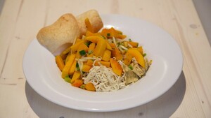 Gewokte pompoennoedels