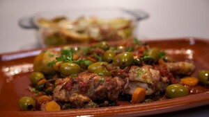 Pollo alla cacciatora con patate gratinate (Jagerskip met gegratineerde aardappel)
