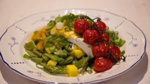 Frisse snijbonensalade met gegrilde tofu