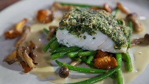 Skrei met amandelkorst en beurre blanc