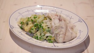 Aardappel-knolstamppot met kabeljauwfilet