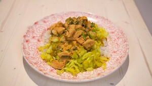 Indiase spitskool met kardemomrijst