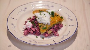 Aardappeltortilla met bietentartaar