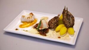 Trio van zeeduivel, gamba en ansjovis