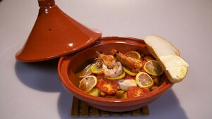 Vistajine met knoflookgamba’s en snelle rouille