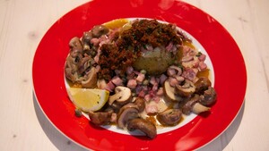 Romige champignons met zongedroogde tomatenolie