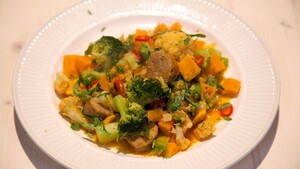 Bloemkoolcurry met saucijsjes