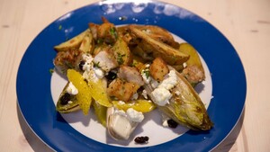 Gegratineerde witlof met kabeljauw