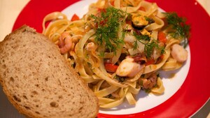 Fettuccine met zeevruchten