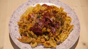 Pasta met Mediterrane aubergines