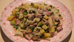 Oesterzwammenpot met boerenachterham