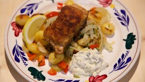 Claresse-schnitzel met dragon-aardappels