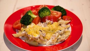 Pasta met forel uit de oven