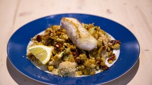Bloemkool met couscous en heilbot