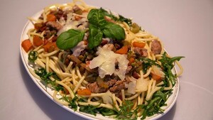 Bucatini alle paesana con rucola (Boerse Bucatini met rucola)
