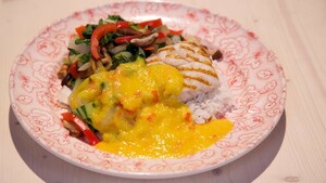 Gegrilde kabeljauw met mangosaus