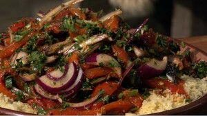 Chermoula-couscous met geroosterde paprika’s