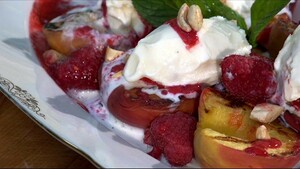 Gegrilde peach melba