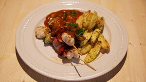 Sjaslieks met friet uit de oven