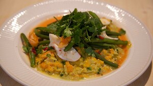 Sambalboontjes met zoete aardappel-kokoscrème