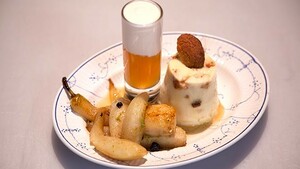 Bitterkoekjesbavarois met peer
