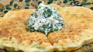 Kaaswafels met kruidenricotta
