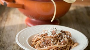 Pasta met een waanzinnige saus van lam