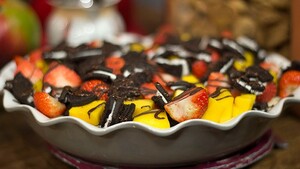 Chocoladekoekjes-roomkaastaart