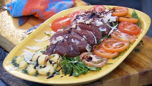 Tagliata di carne di renna (geroosterd rendiervlees en gnocci di patate)
