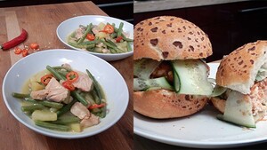 Thaise curry met zalm & zalmburgers